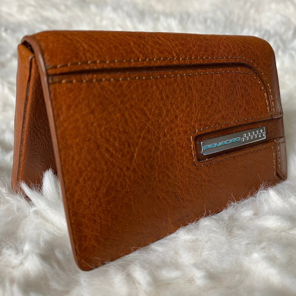Piquadro Italian Brown Leather Business Card Holder - Near Mint